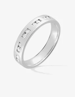 Alliance or blanc 750 ‰ et 10 diamants - Mariage