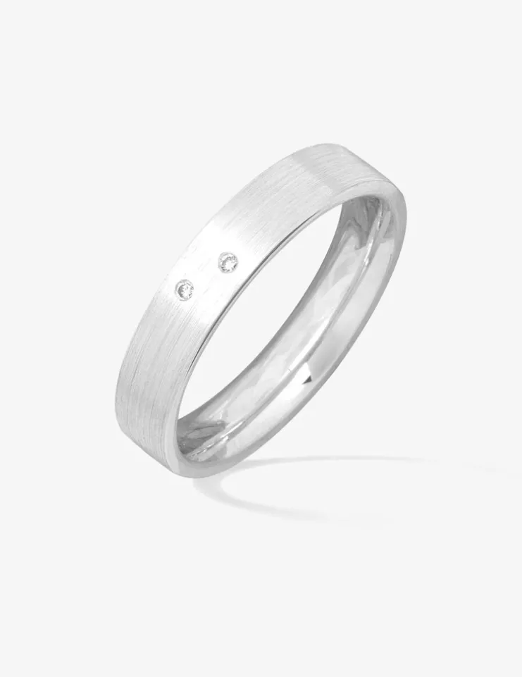 Alliance or blanc 750 ‰ et 2 diamants - Mariage