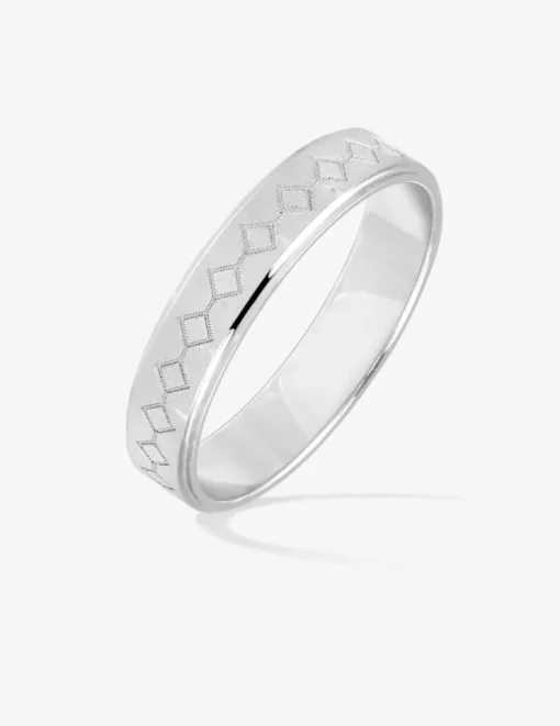 Alliance or blanc 375 ‰ fantaisie - Mariage