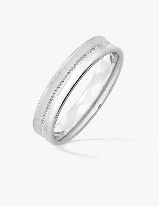 Alliance or blanc 750 ‰ fantaisie concave - Mariage