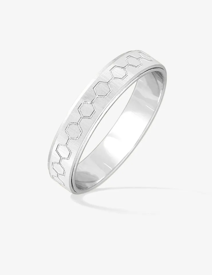 Alliance or blanc 375 ‰ fantaisie - Mariage