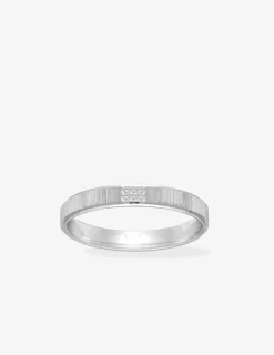 Alliance or blanc 750 ‰ motif rainure - Mariage