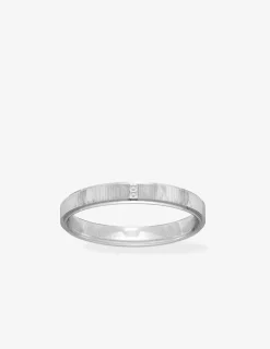 Alliance or blanc 750 ‰ motif rainure - Mariage