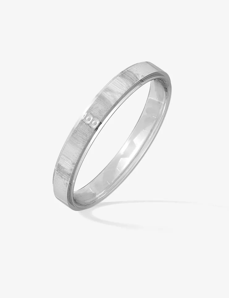 Alliance or blanc 750 ‰ motif rainure - Mariage