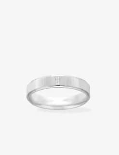 Alliance or blanc 750 ‰ texturée dessus - Mariage