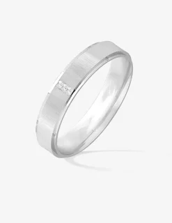 Alliance or blanc 750 ‰ texturée dessus - Mariage