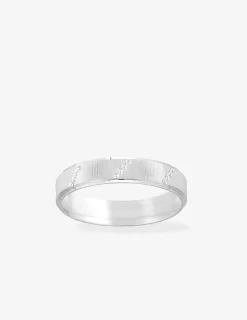 Alliance or blanc 750 ‰ texturée dessus - Mariage