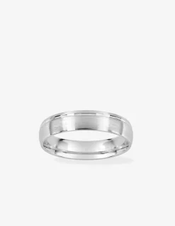 Alliance or blanc 750 ‰ texturé lisse et rainure - Mariage