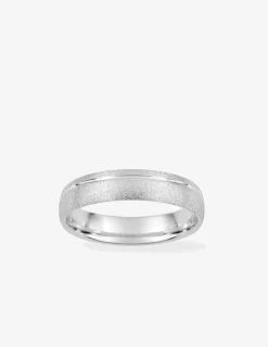 Alliance or blanc 750 ‰ texturée et rainure - Mariage