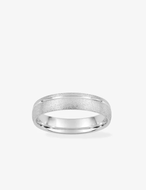 Alliance or blanc 750 ‰ texturée et rainure - Mariage