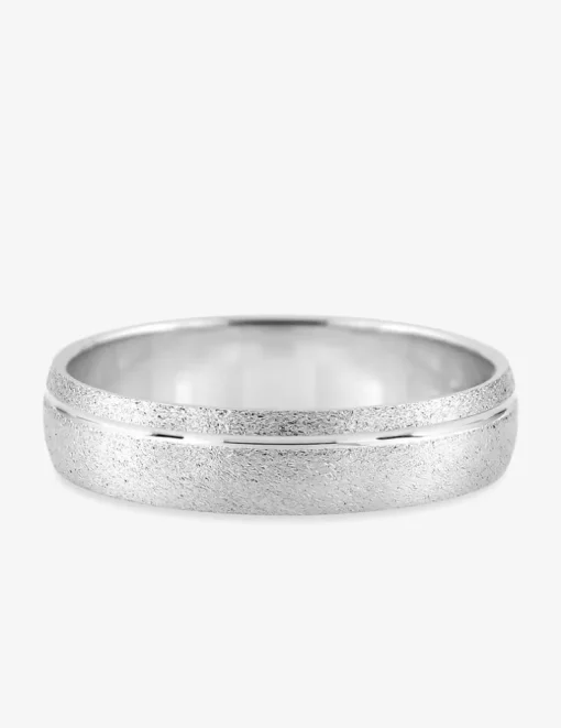 Alliance or blanc 750 ‰ texturée et rainure - Mariage