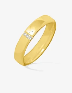 Alliance or jaune 750 ‰ avec 3 diamants - Mariage