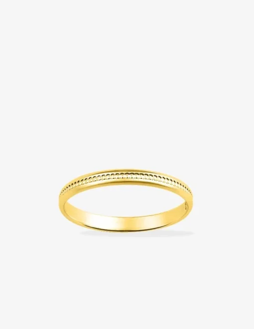Alliance or jaune 750 ‰ classique perlée - Mariage