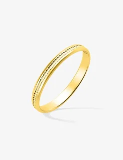 Alliance or jaune 750 ‰ classique perlée - Mariage