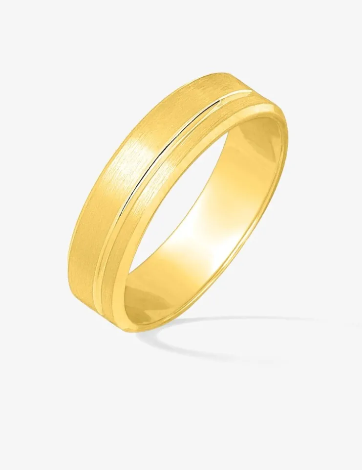 Alliance or jaune 750 ‰ contemporaine rainurée - Mariage