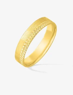 Alliance or jaune 750 ‰ demi texturée - Mariage