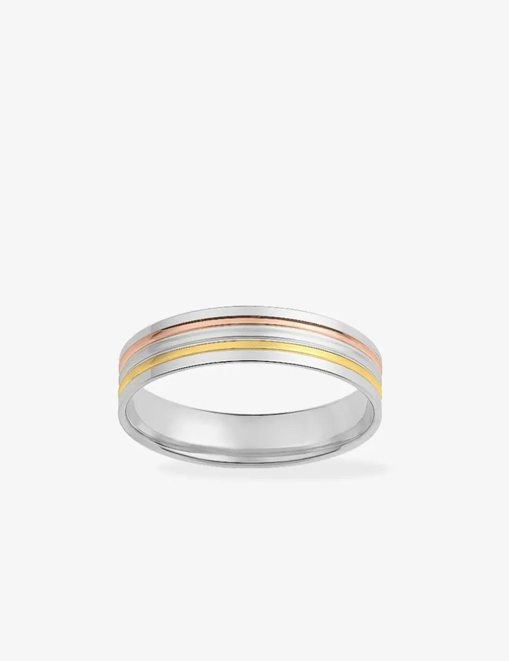 Alliance or tricolore 750 ‰ dominante blanc - Mariage