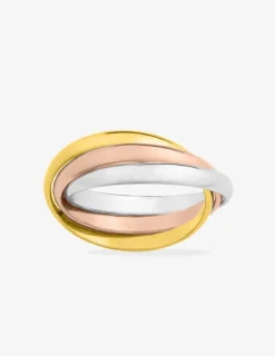 Alliance or tricolore 750 ‰ trois anneaux - Mariage