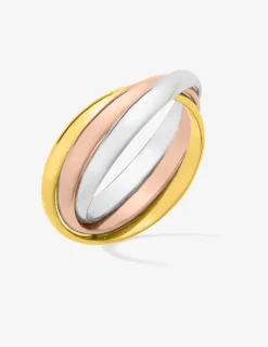 Alliance or tricolore 750 ‰ trois anneaux - Mariage