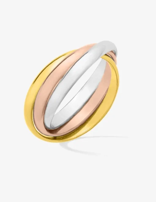 Alliance or tricolore 750 ‰ trois anneaux - Mariage