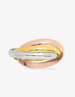 Alliance or tricolore 750 ‰ trois anneaux - Mariage