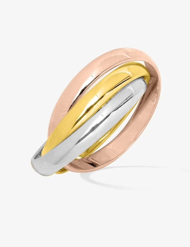 Alliance or tricolore 750 ‰ trois anneaux - Mariage