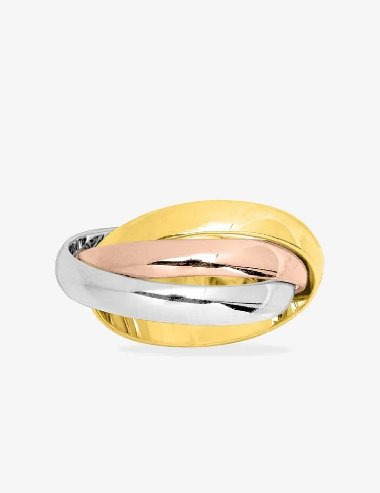 Alliance or tricolore 750 ‰ trois anneaux - Mariage