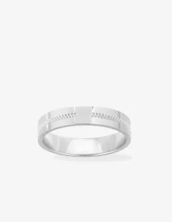 Alliance rainure perlée or blanc 375‰ 4 mm - Mariage