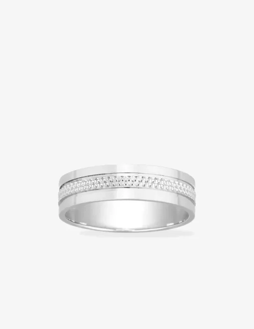 Alliance ruban 5 mm rainure perlée argent 925‰ rhodié SO OR