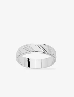 Alliance ruban ciselée 4 mm argent 925‰ rhodié - Mariage