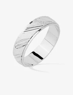 Alliance ruban ciselée 4 mm argent 925‰ rhodié - Mariage