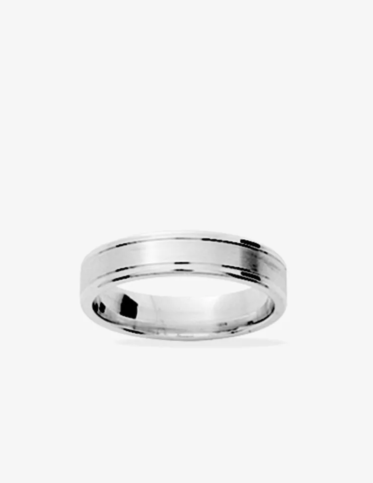 Alliance ruban double rainure argent rhodié 925 ‰ 4,5 mm SO OR