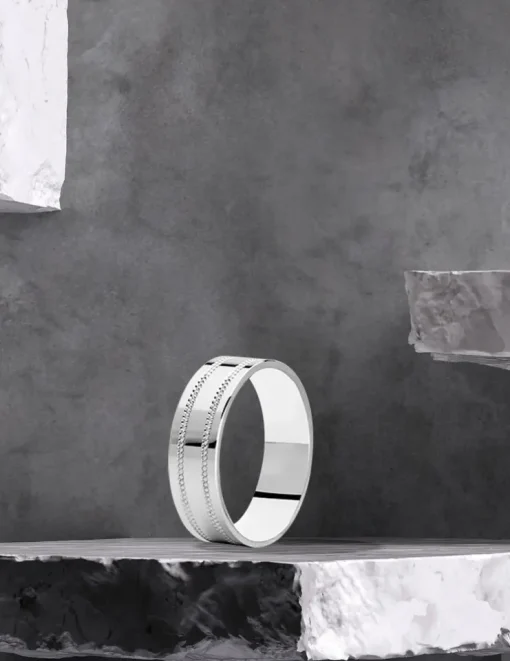 Alliance ruban en argent 925 ‰ rhodié - Mariage
