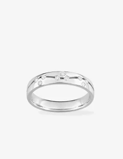 Alliance ruban en or blanc 750 ‰, 9 diamants 0,16 ct - Mariage