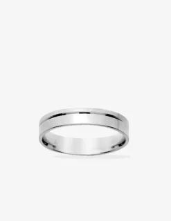 Alliance ruban rainure argent rhodié 925 ‰ 4 mm SO OR