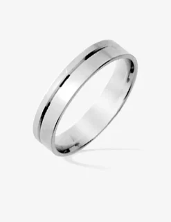 Alliance ruban rainure argent rhodié 925 ‰ 4 mm SO OR