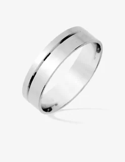 Alliance ruban rainure argent rhodié 925 ‰ 5 mm SO OR