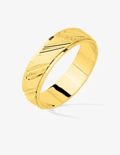 Alliance ruban rainurée or jaune 750‰ 4 mm - Mariage