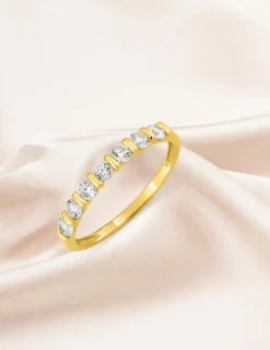 Alliance serti barrettes or jaune 375‰ et oxydes de zirconium - Mariage