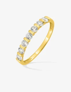 Alliance serti barrettes or jaune 375‰ et oxydes de zirconium - Mariage