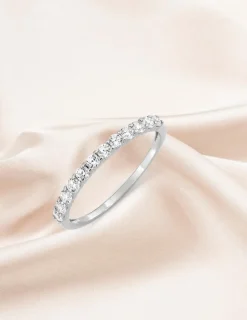 Alliance serti griffe or blanc 375 ‰ et oxyde de zirconium 0,42 ct - Mariage