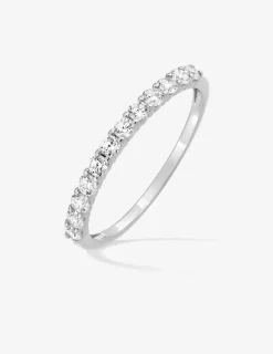 Alliance serti griffe or blanc 375 ‰ et oxyde de zirconium 0,42 ct - Mariage