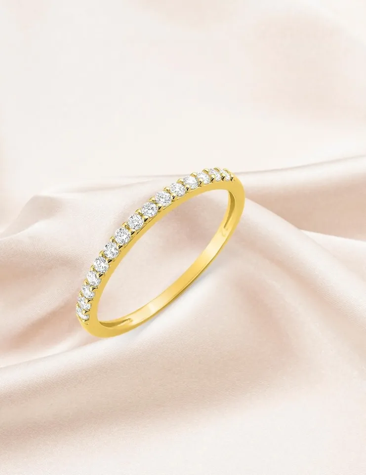 Alliance serti griffes or jaune 375‰ et oxydes de zirconium - Mariage