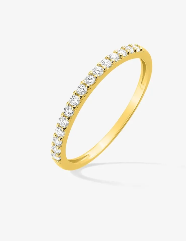 Alliance serti griffes or jaune 375‰ et oxydes de zirconium - Mariage