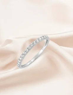 Alliance serti griffes or blanc 375 ‰ et oxydes de zirconium - Mariage