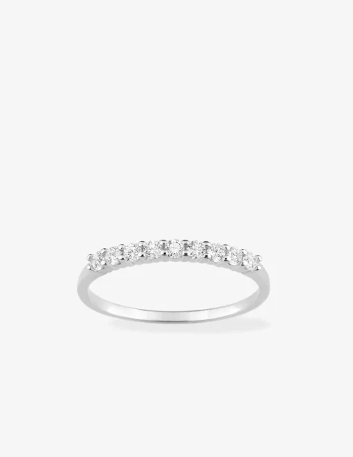Alliance serti griffes or blanc 375 ‰ et oxydes de zirconium - Mariage