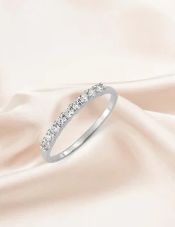 Alliance serti griffes or blanc 375 ‰ et oxydes de zirconium - Mariage