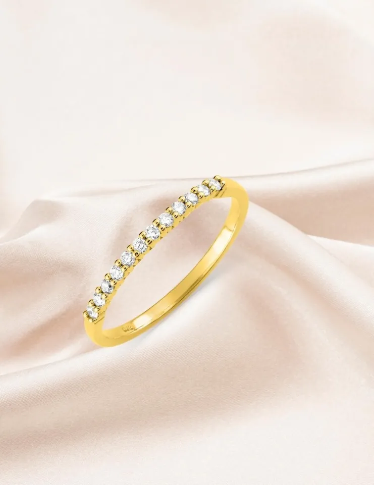 Alliance serti griffes or jaune 375 ‰ et oxydes de zirconium - Mariage