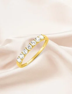 Alliance serti griffes or jaune 375 ‰ et oxydes de zirconium - Mariage