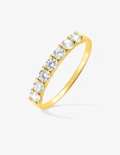 Alliance serti griffes or jaune 375 ‰ et oxydes de zirconium - Mariage